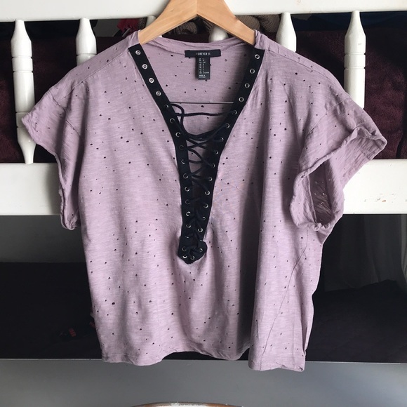 Lavender Lace Crop Top - Picture 1 of 3